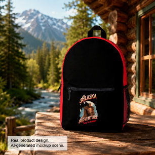 Mochila Impresa Aventura de Bigfoot de Alaska Arte Retro de la Nat