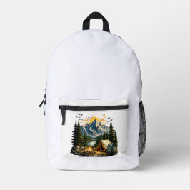 Mochila Impresa Aventura de Camping en la Montaña Atardecer Natura