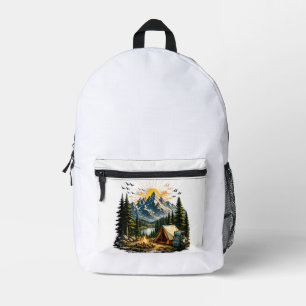 Mochila Impresa Aventura de Camping en la Montaña Atardecer Natura