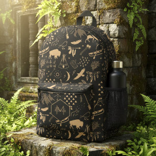Mochila Impresa Aventuras Búfalo Negro Tan ID599