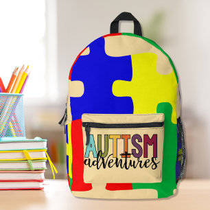 Mochila Impresa Aventuras de Autismo - Piezas de Rompecabezas