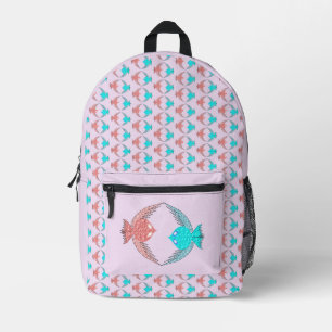 Mochila Impresa Aves amorosas rosas y azules