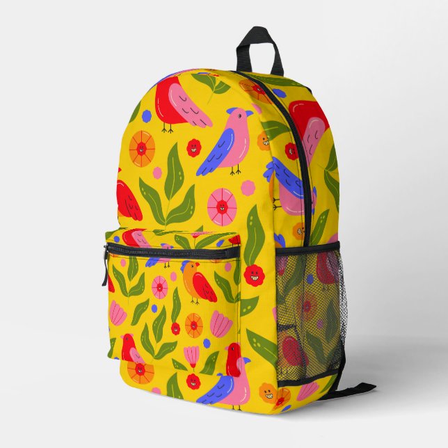 Mochila Impresa Aves felices se reúnen alegres (Esquina derecha trasera )