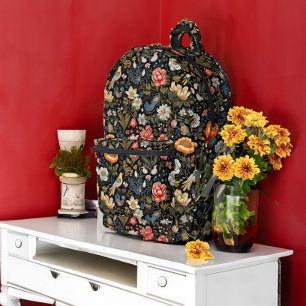 Mochila Impresa Aves tropicales en un jardín nocturno