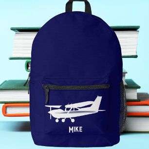 Mochila Impresa Avión Cessna Cool,Sencillo,Azul,Aviación