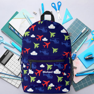 Mochila Impresa Aviones coloridos Nubes divertidas Personalizado a