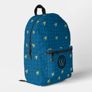 Mochila Impresa Azul con acento de oro Houndstooth