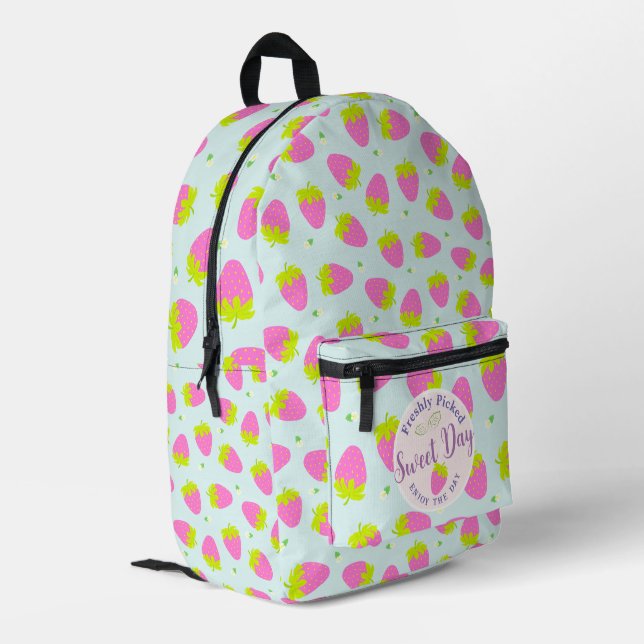 Mochila Impresa Azul de fresa (Esquina izquierda trasera)