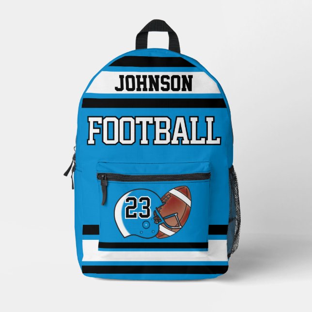 Mochila Impresa Azul de fútbol - Editable (Anverso)