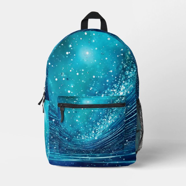 Mochila Impresa Azul de lluvia (Anverso)