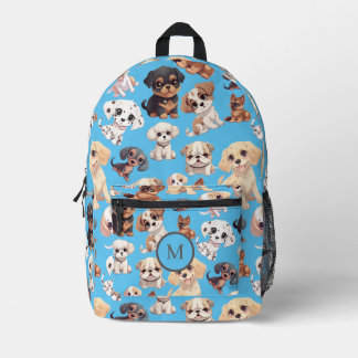 Mochila impresa azul de perro de cachorro suave