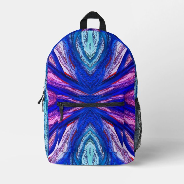 Mochila Impresa Azul doodle y púrpura (Anverso)