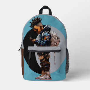 Mochila Impresa Azul/gris escolar personalizado para niños
