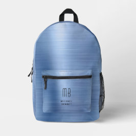 Mochila Impresa Azul monograma moderno