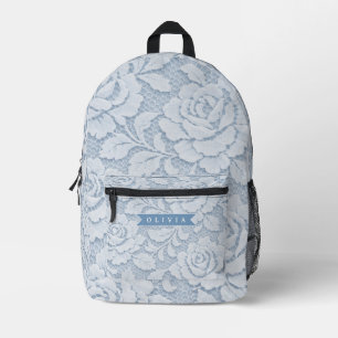 Mochila Impresa Azul Personalizado de Encaje Floral Elegante Román