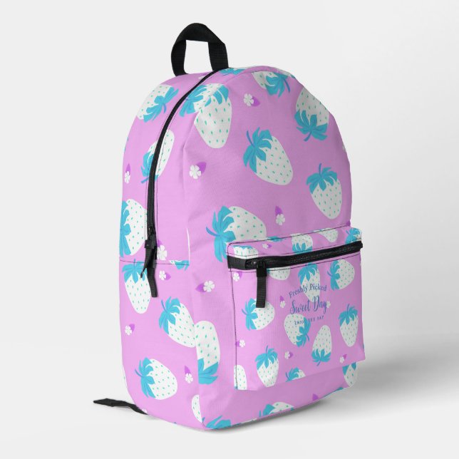 Mochila Impresa Azul rosado de fresa (Esquina izquierda trasera)