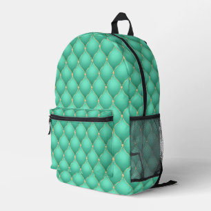 Mochila Impresa Azul Turquesa con Borlas Doradas