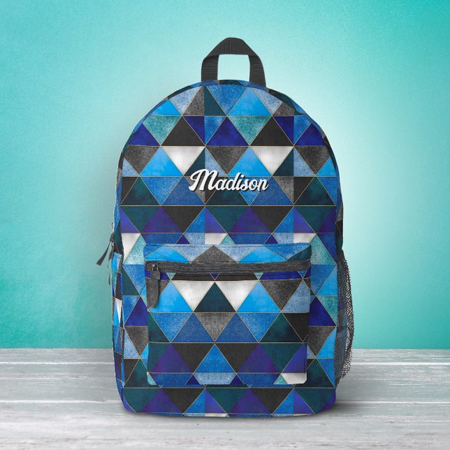Mochila Impresa Azul turquesa gris geométrico chic (Subido por el creador)