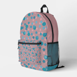 Mochila Impresa azul, turquesa, malva y rosa con lunares