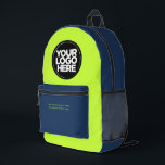 Mochila Impresa azul verdoso | Logotipo y texto corporativo person<br><div class="desc">Azul marino clásico y verde | Logotipo corporativo personalizado y mochila impresa de texto para empresas modernas</div>
