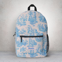 Azul Vintage Turquesa Floral Toile Jouy Monograma
