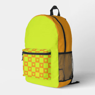 Mochila Impresa Azulejo Cuadrado Verde Naranja Brillante Con Coraz
