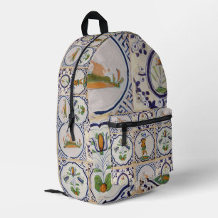 Mochila Impresa Azulejos holandeses vintage Delft del siglo XVII a