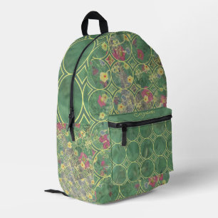 Mochila Impresa Azulejos verdes florales