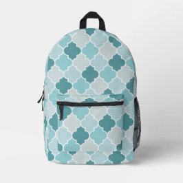 Mochila Impresa Azules Marroquíes, Latticework, quatrefoil