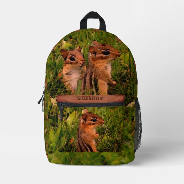 Mochila Impresa Baby Chipmunks Arte Animal Personalizado (Anverso)