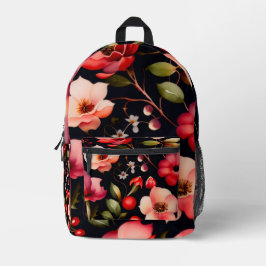 Mochila Impresa Bac Floral Botánico Patrón Acuarela Oscuro Malhumo