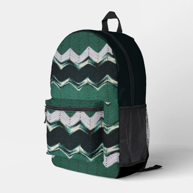 Mochila Impresa Back Pack (ao) - Chevron en Green Crochet (Esquina derecha trasera )