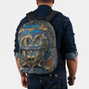 Mochila Impresa Backpack Paper Cut Eagle Two Souls One Heart
