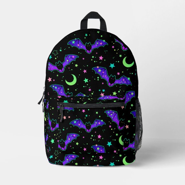 Mochila Impresa Backpack - "Purple Bats" (Anverso)