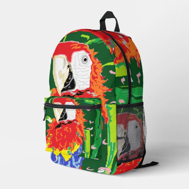Mochila Impresa Backpack  :  Traveling Parrot  (Esquina derecha trasera )