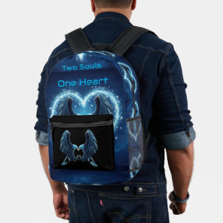 Mochila Impresa Backpack Two Souls One Heart Eagle Glow Blue