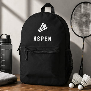 Mochila Impresa Badminton Shuttlecock Nombre negro moderno