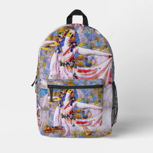Mochila Impresa Bailarina de vidrio manchado con vestido flojo