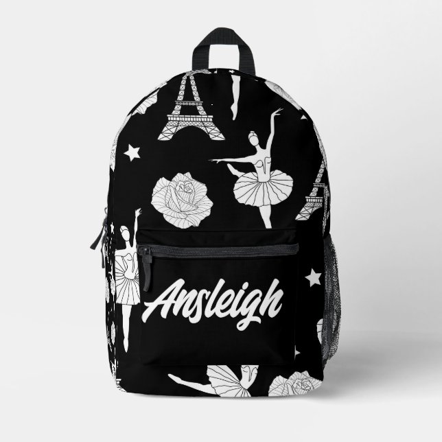 Mochila Impresa Baile blanco y negro personalizado (Anverso)
