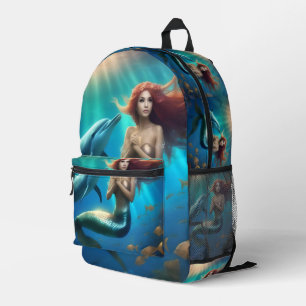 Mochila Impresa "Baile oceánico: Sirena y viaje de delfines"