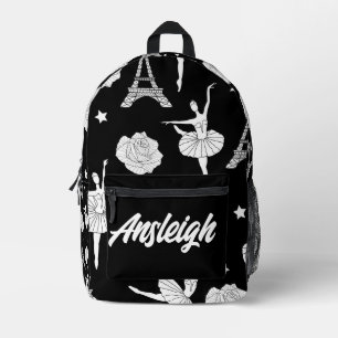 Mochila Impresa Baile personalizado en blanco y negro