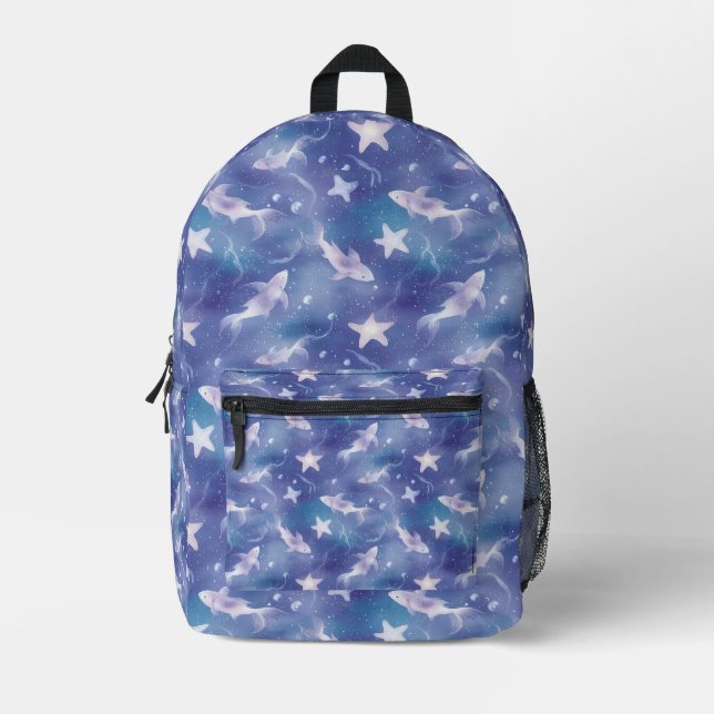 Mochila Impresa Bajo El Mar: Tiburones (Anverso)