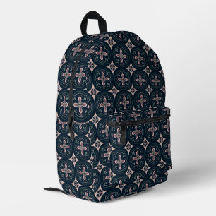 Mochila Impresa baldosas geométricas florales de color terroso