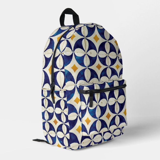 Mochila Impresa Baldosas portuguesas - Diseño del patrón Azulejo (Esquina izquierda trasera)