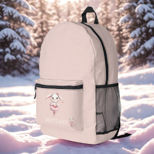 Mochila Impresa Ballerina Conejo Conejo Monograma Nombre Pastel Ro