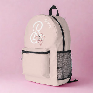 Mochila Impresa Ballerina Conejo Conejo Monograma Nombre Pastel Ro