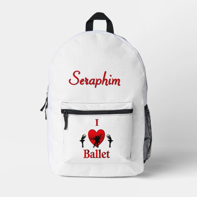 Mochila Impresa Ballet del corazón con nombre (Anverso)
