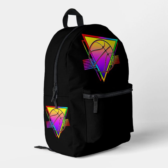 Mochila Impresa Balón de Baloncesto Retro Moderno (Esquina izquierda trasera)