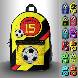 Mochila Impresa Balón de Fútbol Editable Moderno Amarillo Mileston