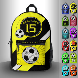 Mochila Impresa Balón de Fútbol Editable Moderno Amarillo Mileston